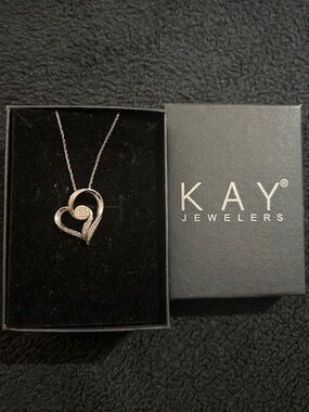 KAY Jewelers Silver Heart Pendant Necklace with Accents